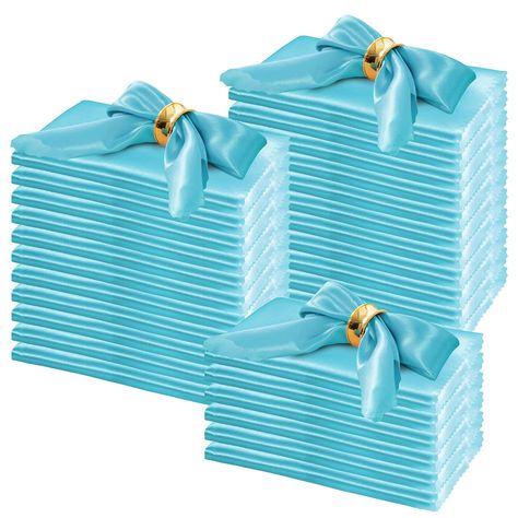 PRICES MAY VARY. ❤What You Can Get: Each package contains 100 pieces of teal satin napkins 17 x 17 inch, which are suitable to decorate a table accommodating 12 - 16 diners. Adequate quantity for home daily use or party used. These satin dinner napkins will make your table sparkle brightly and beautifully. ❤Silky & Soft Material: Made of soft satin fabric, one of the most preferred fabric adored by people, Horbaunal cloth napkins have a great brightness and are soft to touch, not easy to fade an Tiffany And Co Party Decorations, Tiffany Blue Party Decorations, Teal Plates, Tiffany Blue Party, Blue Party, Cloth Napkin, Table Napkins, Tiffany And Co, Linen Textile