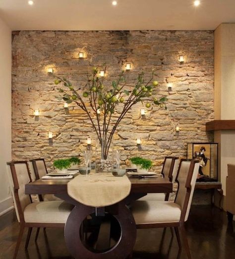 60+ Modern Dining Room Wall Decor Ideas & Designs For 2021 Dining Room Accent Wall, Stone Accent Walls, Dining Room Design Modern, Dining Room Accents, Room Accent Wall, Dining Room Contemporary, Dining Room Wall Decor, Contemporary Dining Room, Small Kitchens