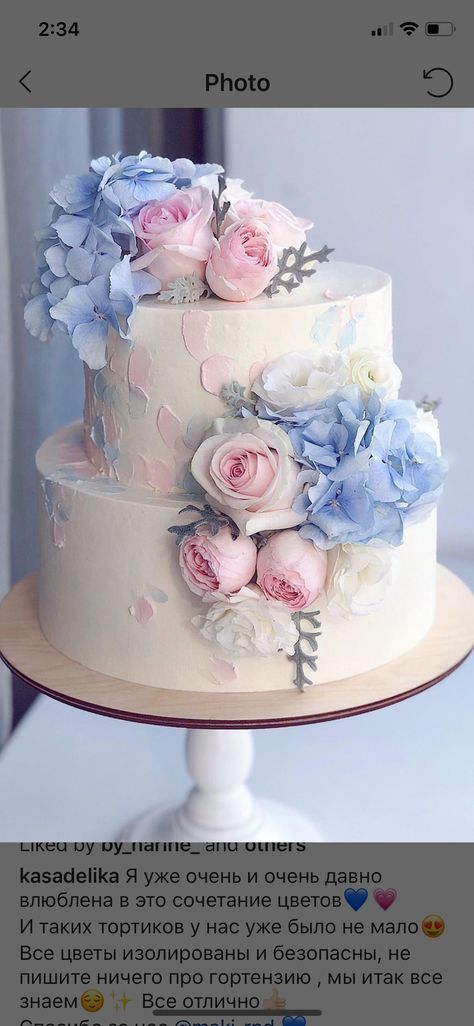 Dusty Blue And Blush Pink Wedding Cake, Blush And Blue Wedding Cake, Dusty Rose And Dusty Blue Wedding Cake, Blue Cake With Pink Flowers, Wedding Cakes Pink And Blue, Pink Blue And Purple Cake, Pastel Wedding Cake Ideas, Dusty Blue And Pink Wedding Cake, Wedding Cake Blue And Pink