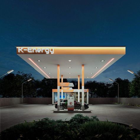 |K-Energy Gas Stations| Which one do you like? K Energy redefines the petrol station experience with its distinctive design language that marries simplicity with modern elegance. The angular forms, combined with the station’s sleek lines, present a futuristic vision that’s both practical and visually stunning. Visuals by @figmentvisual #studiofigment #KEnergy #petrolpumpdesign #petrolpump #gasstation #architecture #architecturedesign #design #architecturaldesign #interiordesign #archipor... Petrol Station, Gas Stations, Indian Architecture, Designer Pumps, Design Language, Gas Station, Modern Elegance, Mist, Architecture Design