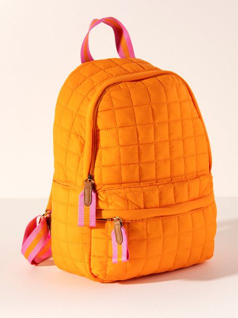 Preppy Backpack, Orange Backpacks, Everyday Casual Outfits, Quilted Backpack, Cute Backpacks, How To Make Handbags, Strap Tops, Cute Bags, Stylish Bag