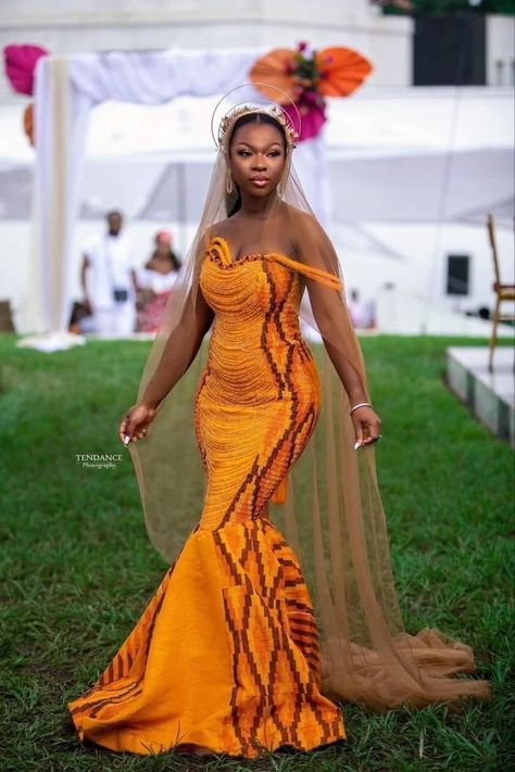 Ghana Traditional Wedding, African Wedding Theme, Ghanaian Wedding, African Bridal Dress, Ghana Wedding, African Traditional Wedding Dress, Kente Dress, African Bride, African Traditional Wedding