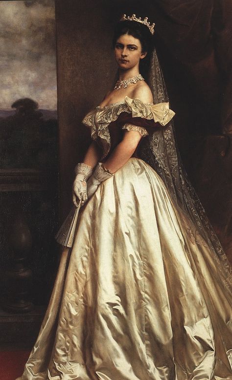 The Empress Elisabeth of Austria-Hungary Empress Elisabeth Of Austria, Elisabeth Of Austria, Charles Frederick Worth, Empress Sissi, Coronation Gown, Empress Elisabeth, Court Dresses, European Royalty, Vintage Gowns