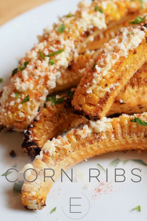 Corn ribs topped with cheese, chili powder, and cilantro. Slow Cooker Ravioli Lasagna, Slow Cooker Ravioli, Pork Crock, Green Bean Casserole Crock Pot, Corn Ribs, Ribs Seasoning, Turkey Breast Crockpot, Slow Cooker Pork Tenderloin, Slow Cooker Ham