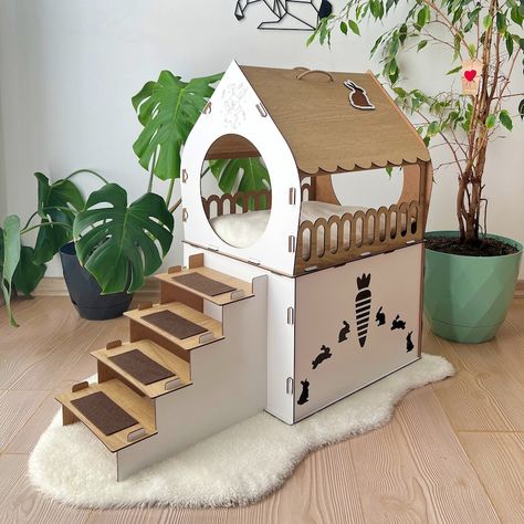 Wooden Rabbit House, Two Storey Rabbit Castle, Modern Rabbit Furniture, Bunny House, Wooden Pet House, Rabbit Bed, Economical Bunny House - Etsy UK Rabbit Furniture, Castle Modern, Rabbit Castle, Rabbit Bed, Rabbit House, Rabbit Bedding, Wooden Rabbit, Bunny House, House Rabbit