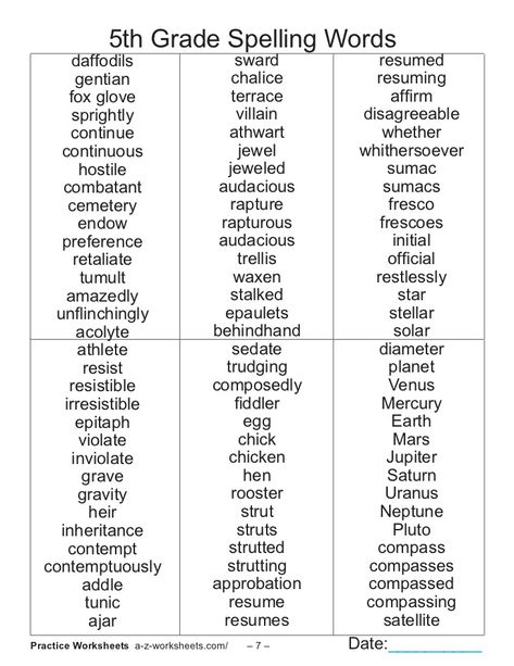 8th Grade Sight Words List | 5th grade spelling_words_list 8th Grade Spelling Words, Fifth Grade Spelling Words, 6th Grade Spelling Words, 4th Grade Spelling Words, 5th Grade Spelling Words, 5th Grade Spelling, Spelling Bee Words, 4th Grade Spelling, Spelling Words List