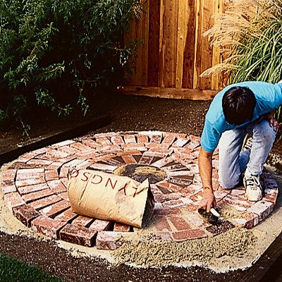 Patio Step, Circle Patio, Patio Edging, Circular Patio, Namaste Om, Brick Patterns Patio, Brick Patio, Round Patio, Patio Steps