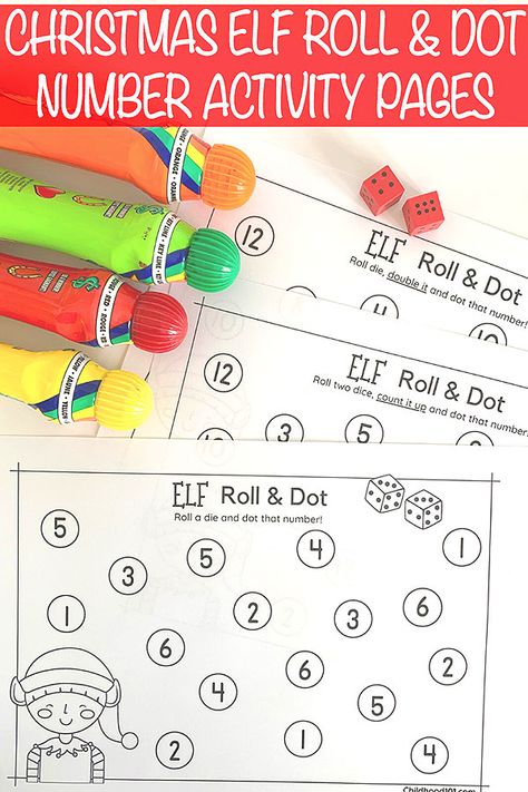 Elf Roll & Dot Number Game: Numeral Recognition, Doubles & Addition Elf Math, Doubles Addition, Number Game, Printable Christmas Games, Early Childhood Teacher, Number Activities, Fun Party Games, Dot Markers, Christmas School