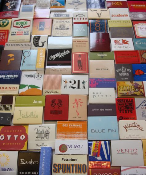 Great way to display vintage matchbooks!  All you need is a glue gun & a shadow box frame. Matchbook Crafts, Matchbook Display, Fun Packaging, Matchbox Collection, Match Books, Vintage Matchbooks, Match Book, Collection Displays, Matchbook Art