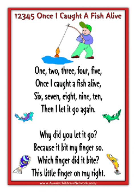 12345 Once I Caught A Fish Alive   Lots of printable  posters for nursery rhymes #childcare #childcare #poster Fish Nursery, Counting Rhymes, Rhymes Lyrics, Nursery Rhymes Lyrics, Transition Songs, Reflexology Points, Nursery Rhymes Preschool, Nursery Rhymes Activities, Circle Time Songs