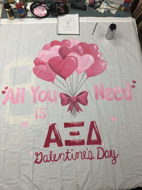 Valentine’s Day Sorority Banner, Galentines Party Sorority, Galentines Party Banner, Valentines Bid Day, Sorority Recruitment Tips, Sorority Recruitment Themes, Rush Themes, Sorority Art, Recruitment Themes