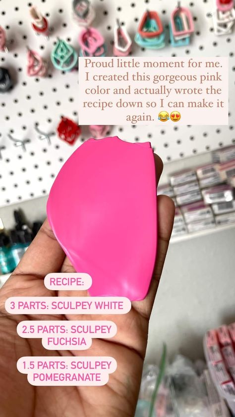 Hot Pink Clay Recipe, Pink Clay Recipe, Pink Polymer Clay Recipe, Diy Polymer Clay Recipe, Polymer Clay Color Mixing Recipes, Colour Recipe, Clay Mixing, Clay Recipes, Color Recipe