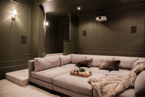 Calling In Sick To Work, Theater Couches, Pit Couch, Home Theatre Lounge, Floor Seating Living Room, White Gif, Theater Room Design, Media Room Design, Man Cave Room