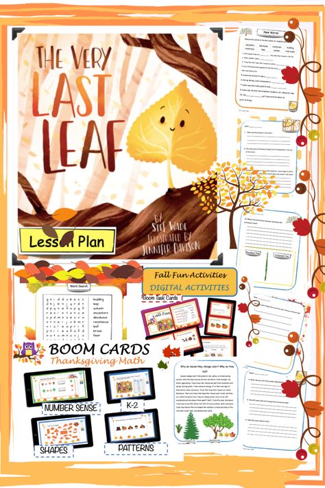 The Very Last Leaf by Steg Wade Lesson Plan & Boom Task Cards™ The Very Last Leaf Activities, Fall Lesson Plans, The Last Leaf, 1st Grade Activities, Leaf Man, Fall Lessons, Leaf Book, Thanksgiving Math, Math Number Sense