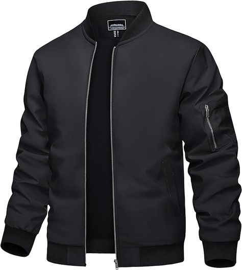 Limited time deal $30.38 (46% Off)(List Price: $55.99) TACVASEN Men's Bomber Jacket Lightweight Casual Spring Fall Windbreaker Zip Up Coat with Pocke Warriors Jacket, Pilot Jacket, Windproof Jacket, Business Work, Winter Jacket Men, Safe Storage, Work Party, Sports Business, Bomber Jackets