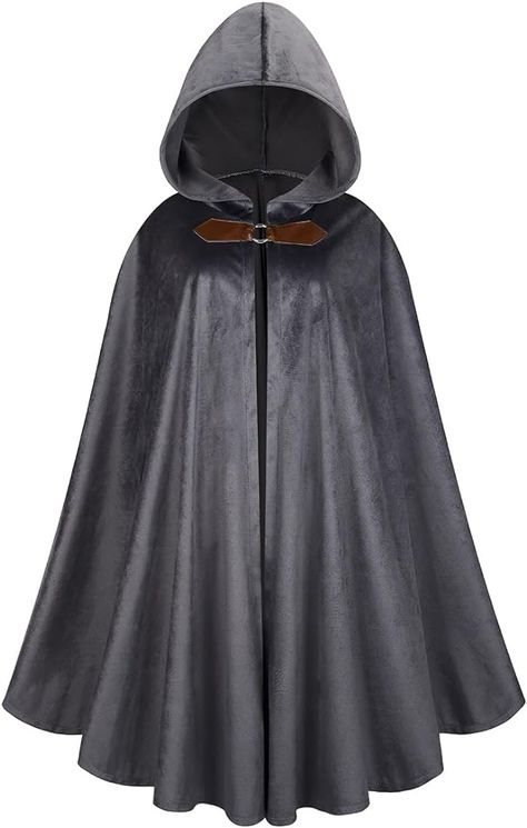 Amazon.com: HAPNBCELE Cloak with Hood Men Medieval Renaissance Half Cape Cosplay Adult Halloween Costume 39"-Black : Clothing, Shoes & Jewelry Medieval Cape For Cosplay, Medieval Hooded Cloak, Black Cloak With Hood, Victorian Capelet, Black Cloaks Hooded, Cloaks Hooded Medieval, Half Cape, Witch Cloak, Medi Dress