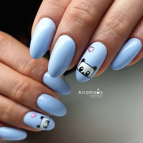 Panda Nails, Panda Nail Art, Panda Sketch, Nail Designs Pictures, Wow Nails, Square Nail Designs, Cute Nail Art Designs, Simple Gel Nails, Nail Art Designs Diy