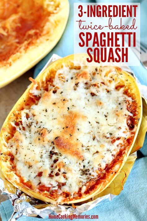 3-Ingredient Twice-Baked Spaghetti Squash Recipe - Home Cooking Memories Spaghetti Squash Recipes Chicken, Baked Spaghetti Squash Recipes, Spaghetti Squash Recipes Vegan, Spaghetti Squash Recipes Healthy, Easy Spaghetti Squash, Spaghetti Squash Recipes Easy, Squash Spaghetti, Spaghetti Squash Recipe, Baked Spaghetti Squash