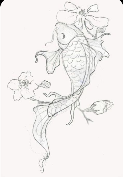 Japanese Koi Fish Tattoo, Animal Sketch, Tattoo Trend, Easy Animals, Koi Fish Tattoo, Japanese Koi, Animal Sketches, Sketch Painting, Arte Animal