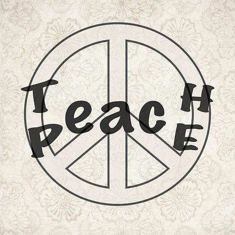 Teach Peace Teach Peace, Typography Artwork, Art Of Seduction, All You Need Is Love, Peace Symbol, Bright White, Fine Art Print, Tatting, Stretch Canvas