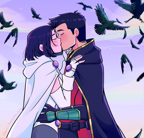 Robin Raven, Raven Comics, Raven Fanart, Teen Titans Love, Robin And Raven, Teen Titans Fanart, Teen Titan, Dc Icons, Univers Dc