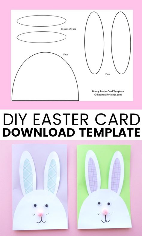 Cutest Bunny DIY Easter Card | I Heart Crafty Things Diy Easter Cards, Bunny Diy, Easter Cards Handmade, Easter Preschool, Easy Easter Crafts, Easter Bunny Crafts, Easter Art, Easter Crafts Diy, Bunny Crafts