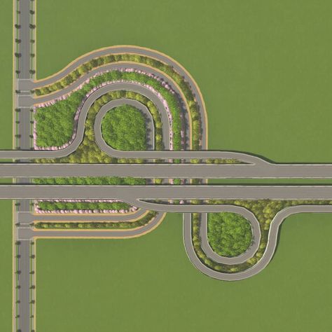 City Skylines Intersections, City Skylines Layout Ideas, Cities Skylines Interchanges, City Planning Design Layout, Cities Skylines Road Layout, Cities Skylines Layout Ideas, Road Map Design, City Skylines Game, City Maps Design