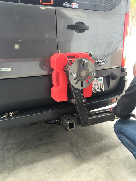 (1) Hitch Mounted Spare Tire Carrier for Transit | Ford Transit USA Forum Sprinter Motorhome, Pickup Camping, S10 Truck, Jeep Wj, Prado 120, Off Road Bumpers, Ford Transit Camper, 4x4 Parts, Transit Camper