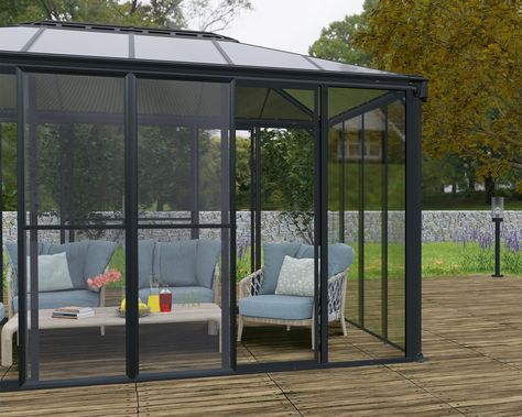 Screen Door Set for Ledro/Garda/Sanremo - Canopia Double Screen Doors, Palram Canopia, Lakeview House, Enclosed Gazebo, Slide Screen, Polycarbonate Roof Panels, Polycarbonate Roof, Sliding Screen Doors, Scilly Isles