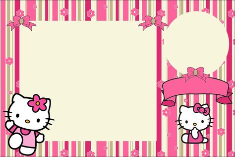 Hello Kitty with Flowers: Free Printable Invitations. Hello Kitty With Flowers, Hello Kitty Birthday Banner, Hello Kitty Invitation Card, Hello Kitty Banner, Kitty Banner, Hello Kitty Birthday Invitations, Hello Kitty Invitations, Birthday Banner Template, Hello Kitty Imagenes