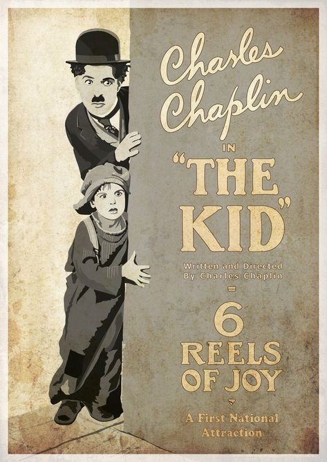 The Kid 1921, Kids Movie Poster, Go To The Cinema, Kid Movies, Charlie Chaplin, The Kid, Kids Writing, Movie Poster, Illustrator