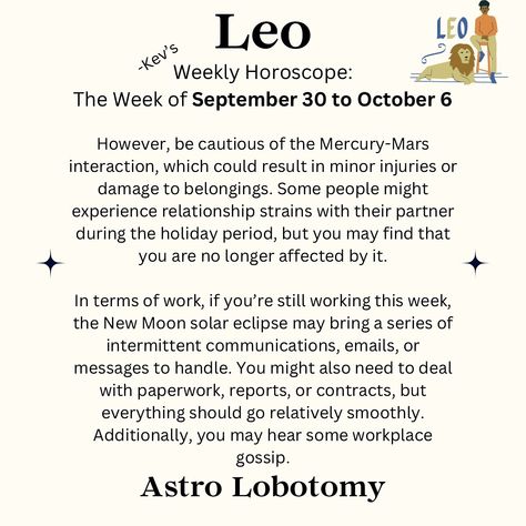 Follow so you don’t miss anything 🧠🧠 New uploads every day, if you don’t see your sign, come back tomorrow! September 30 to October 6, 2024 horoscope for Leo ♌️ #zodiac #horoscope #leo Weekly Horoscope, Leo Horoscope, Zodiac Horoscope, Leo Zodiac, Still Working, New Moon, Come Back, Every Day, Bring It On