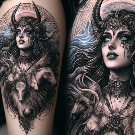 Morrigan Tattoo Design, Morrigan Goddess Tattoo, The Morrigan Tattoo Celtic Goddess, Morrigan Tattoo Celtic Mythology, The Morrigan Art, The Morrigan Tattoo, Morrigan Tattoo, Moon Goddess Tattoo, Goddess Morrigan