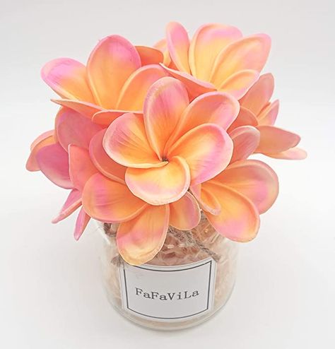 Amazon.com: Bunch of 10 PU Real Touch Lifelike Artificial Plumeria Frangipani Flower Bouquets Wedding Home Party Decoration (Plumeria-10 pcs, Pink&Orange) : Home & Kitchen Frangipani Wedding, Plumeria Bouquet, Frangipani Flower, Plumeria Flowers, Bouquets Wedding, Christmas Floral Arrangements, Real Touch Flowers, Flower Bouquets, Hawaii Wedding