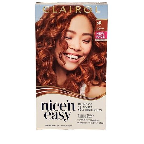 Clairol Nicen Easy Permanent Hair Color 6R Light Auburn Light Auburn, Gray Coverage, Professional Hairstylist, Scalp Conditions, Permanent Hair Color, Professional Hair, New Face, Professional Hairstyles, Natural Look