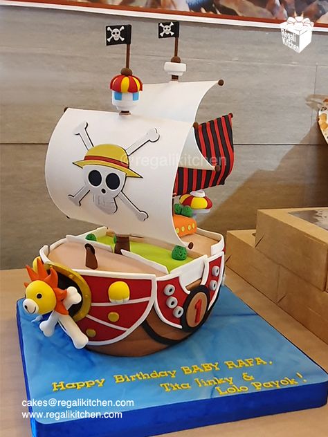 One Piece Cake Design, One Piece Birthday Cake, One Piece Anime Cake, Luffy Cake, 3d One Piece, One Piece Cake, One Piece Birthdays, Ship Cake, Thousand Sunny