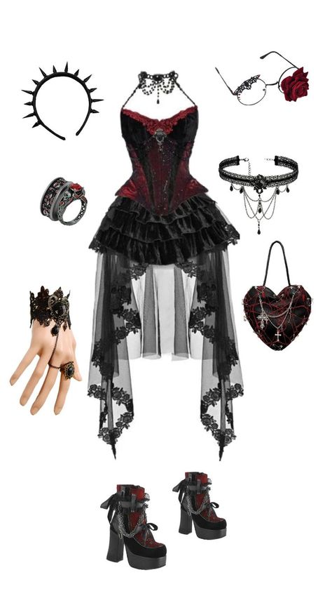 God Outfits Female, Vampire Royalty Outfits, Romantic Grunge Style, Cute Vampire Halloween Costumes, Emo Hoco Dresses, Formal Gothic Outfit, Vampire Costume Goth, Dracula Aesthetic Outfit, Vampire Woman Outfit