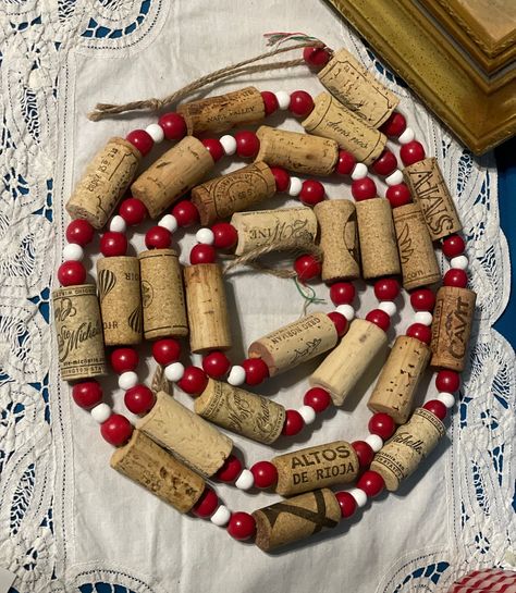 Wine Cork Garland, Wood Beads Garland, Cork Garland, Handmade Garland, Valentine Decoration, Beads Garland, Valentine Garland, Cork Wood, Garland Decoration