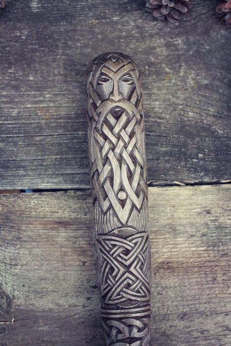 Sureau God.Viking Cudgel.Norse Cudgel.Scandinavian | Etsy Viking Chair, Art Sculpture En Bois, Hand Carved Wooden Spoons, Hand Carved Walking Sticks, Canes And Walking Sticks, Dremel Wood Carving, Walking Sticks And Canes, Chip Carving, Wood Carving Designs