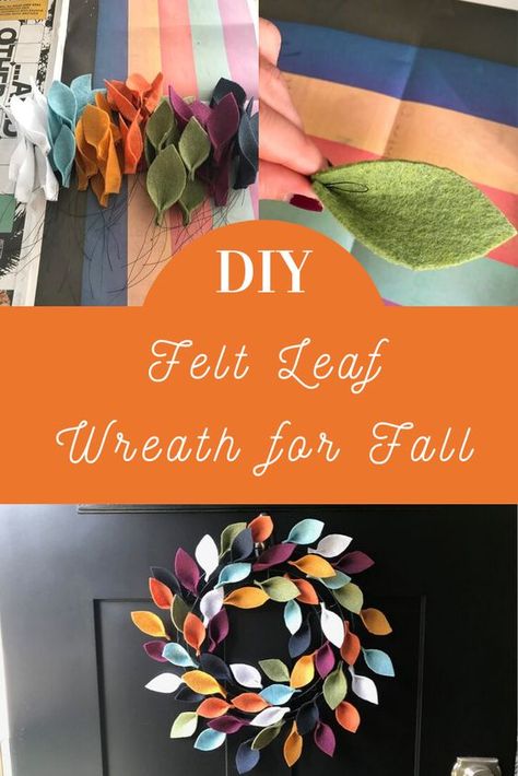 Felt Leaf Wreath, Felt Leaf, Wreath For Fall, Felt Flowers Diy, Felt Wreath, Seni Dan Kraf, Felt Leaves, Diy Christmas Decorations, Fall Craft