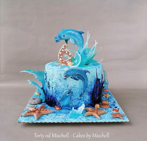 Hand painted, hand modeled dolphin’s cake … https://www.facebook.com/TortyodMischell/ Dolphin Birthday Cakes, Spiderman Cupcake Toppers, Sea Turtle Cake, Dolphin Cake, Marine Cake, Dolphin Birthday Parties, Dolphin Cakes, Fish Cake Birthday, Cake Designs For Girl