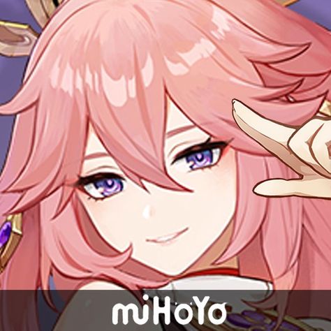 Disclaimer: I do not own any of the art displayed. All rights belong to miHoyo and its creators. ~ yae miko with hand pose genshin impact app icon edit by kakuhisui ~ Yae Miko, Anime Best Friends, Matching Profile Pictures, Art Icon, Phone Themes, Art Display, Art Plastique, Pink Hair, Cute Icons