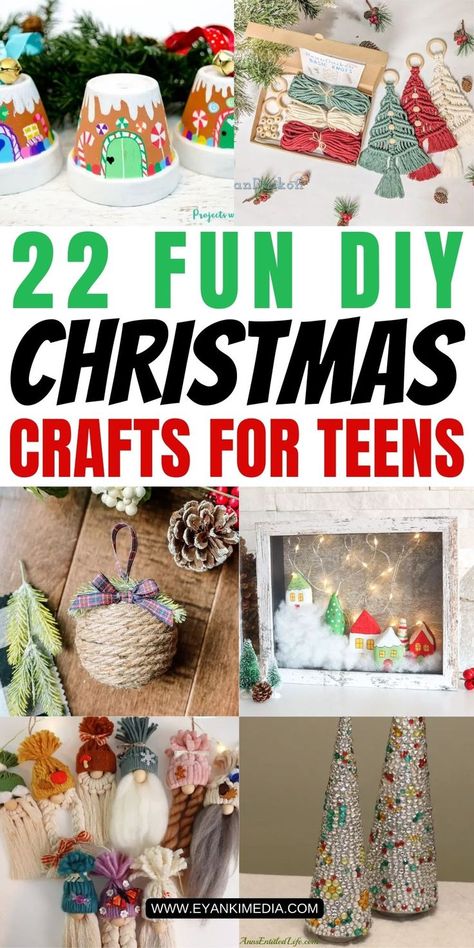 Christmas crafts for teens Diy Ornaments For Teens, Dollar Store Christmas Crafts For Kids, Christmas Craft Ideas For Teens, Teen Christmas Crafts, Christmas Crafts For Teenagers, Easy Diy Crafts For Teens, Cool Crafts For Adults, Winter Crafts For Teens, Fun Diy Christmas Crafts