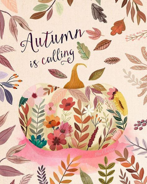 Mia Charro 🌸 on Instagram: “Can you feel it? 😻 . . . . . . #muacharro #stationery #stationeryaddict #surfacepatterndesign #fallillustration #autumniscoming…” November Illustration Art, Autumn Pictures Art, Autumn Art Painting, Fall Illustration Art, Cute Fall Art, Cute Fall Designs, Fall Watercolor Paintings, Fall Illustrations, Autumn Feeling