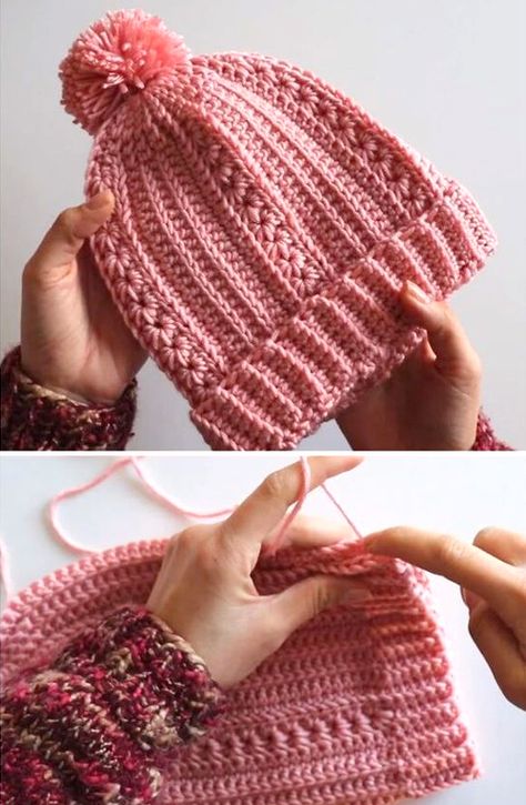 How to Crochet an Easy & Romantic Beanie - Tutorial Romantic Crochet, Beanie Pattern Free, Crochet Beanie Pattern Free, Crochet Adult Hat, Easy Crochet Hat, Crochet Winter Hats, Crochet Hat Free, Bonnet Crochet, Beanie Crochet