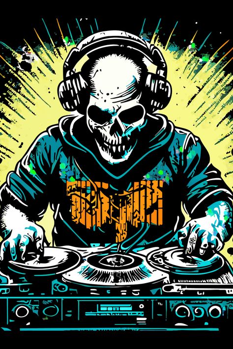 Skeleton turntablist DJ in dj controller turntable mixer artwork. #Turntablist, #Turntablism, #DJLife, #ScratchMaster, #VinylLove, #BeatJuggling, #TurntablistCulture, #DJSkills, #MixingSkills, #TurntableArt, #HipHopDJs, #VinylAddict, #TurntableMagic, #DJCommunity, #ScratchSessions, #BeatManipulation, #TurntableVirtuoso, #DJPassion, #TurntableLegend, #VinylRecords. Dj Mixer Logo, Dj Mixer Wallpaper, Dj Inspiration, Skeleton Dj, Dj Logos, Turntables Art, Gothic Office, Dj Mixing, Gothic Homes