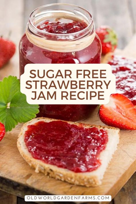 How to make strawberry jam without all the sugar. So good you won't even taste a difference! There's no better jam than homemade strawberry jam - try it out and you'll never want to go back to store-bought! Strawberry Jam Recipe With Honey, Make Strawberry Jam, Jam Cake Recipe, Sugar Free Jam Recipes, Sugar Free Strawberry Jam, Keto Favorites, Sugar Free Jam, Keto Sauces, Strawberry Jam Recipe