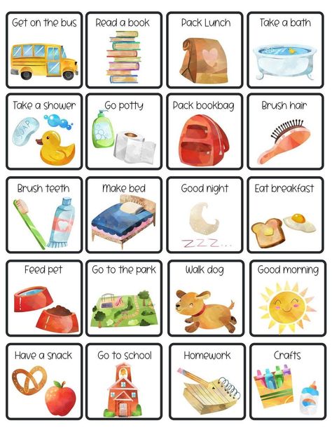 Implementing Healthy Screen Time Habits with Flip Routine Charts for Kids Routine Cards For Kids Free Printable, Preschool Routine Chart, Kid Routine Chart, Routine Charts For Kids, Printable Chore Cards, Chore Chart Pictures, Daily Routine Chart For Kids, Preschool Routine, Cleaning Lists