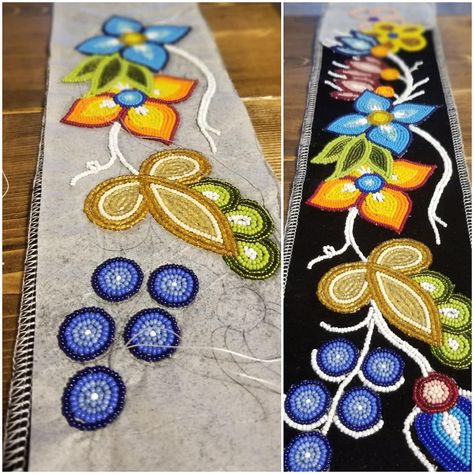 Metis Beadwork Patterns, Regalia Beadwork, Metis Beading, Metis Beadwork, Powwow Beadwork, Flower Beadwork, Floral Beadwork, Native Regalia, Jingle Dress