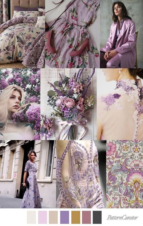 Deco Violet, Mood Board Fashion Inspiration, Pattern Curator, Fashion Trending Moodboard, Print And Pattern, Pinterest Trends, Color Schemes Colour Palettes, Color Trends Fashion, Color Collage